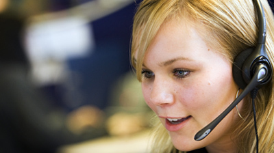 young woman call centre