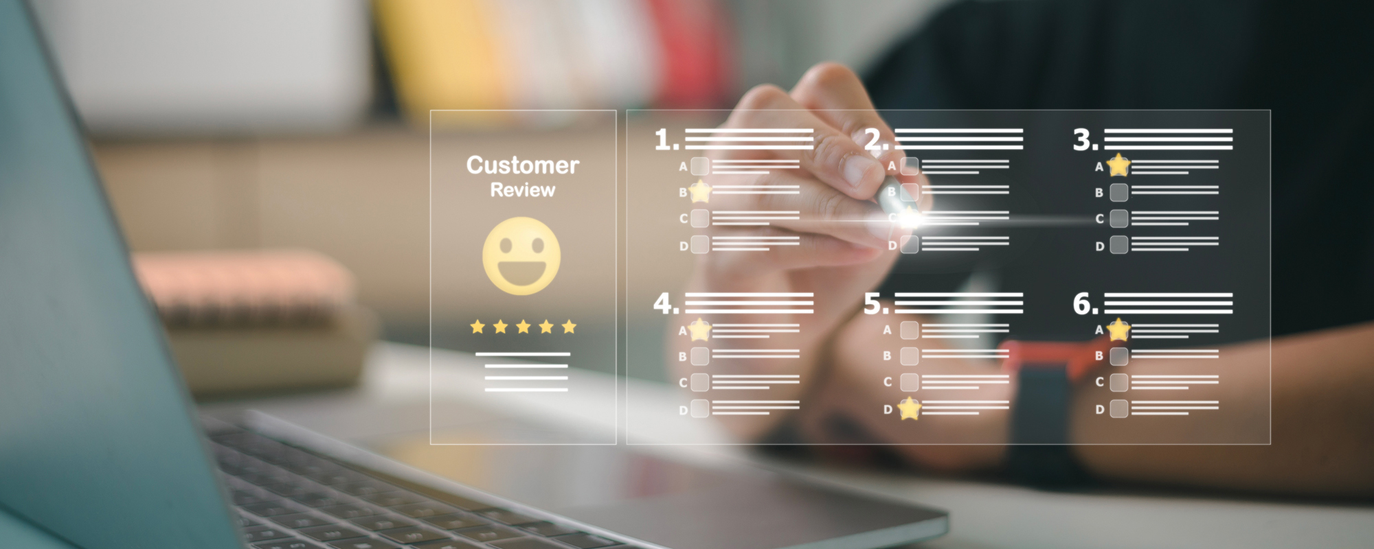 Customer Experiences giving five stars opinion review, Client's